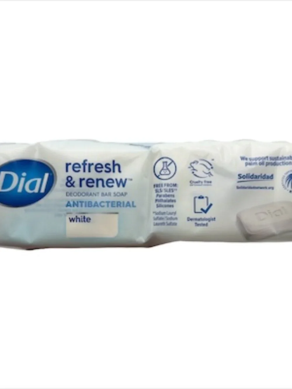 Dial Antibacterial Bar Soap, Refresh & Renew,‎ White, 4 oz, 12 Bars NEW